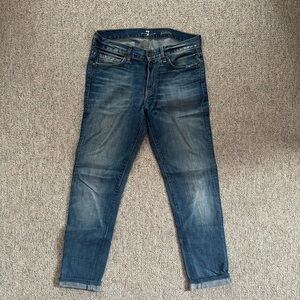 7 For All Mankind Blue Skinny Jeans for Men